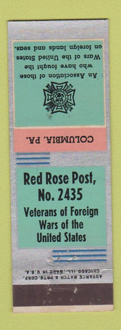 Matchbook Cover - VFW Columbia PA Red Rose Post 2435
