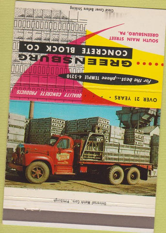 Matchbook Cover - Greensburg Concrete PA 40 Strike
