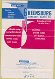 Matchbook Cover - Greensburg Concrete PA 40 Strike