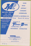 Matchbook Cover - Metro Rock Concrete Phoenix AZ WEAR 40 Strike