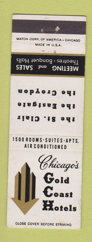 Matchbook Cover - Gold Coast Hotels Chicago IL Croydon Eastgate St Clair