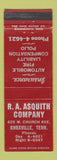 Matchbook Cover - RA Asquith Company Knoxville TN Insurance WEAR