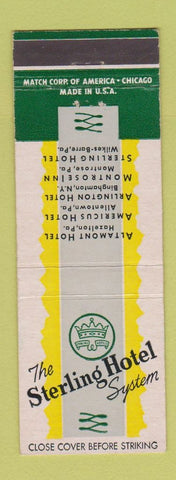 Matchbook Cover - Sterling Hotels Hazleton Allentown Montrose Wilkes Barre PA