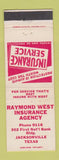 Matchbook Cover - Raymond West Insurance Jacksonville TX WEAR