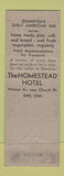 Matchbook Cover - The Homestead Evanston IL