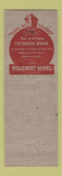 Matchbook Cover - Hillcrest Hotel Toledo OH Victorian Room