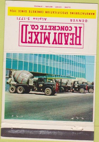 Matchbook Cover - Ready Mixed Concrete Denver CO 40 Strike