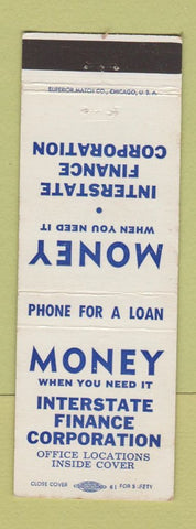 Matchbook Cover - Interstate Finance Corp Cedar Rapids Des Moines Waterloo IA