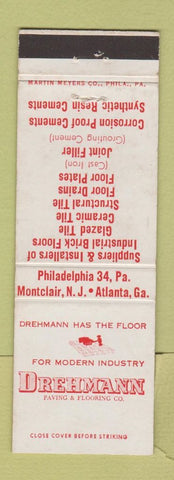 Matchbook Cover - Drehmann Paving Flooring Atlanta GA Montclair NJ WEAR