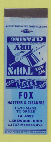 Matchbook Cover - Fox Hatters and Cleaners Lakewood OH