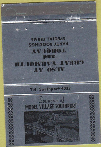 Matchbook Cover - Model Village Southport railroad UK Silver 40 Strike