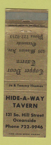 Matchbook Cover - Hide A Way Tavern Copper Door Oceanside CA WEAR