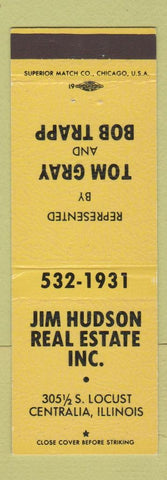 Matchbook Cover - Jim Hudson Real Estate Centralia IL YELLOW