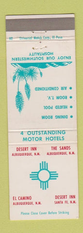 Matchbook Cover - Motels Albuquerque NM Sands Desert Inn El Camino WEAR