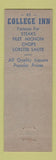 Matchbook Cover - College Inn Milford CT WEAR