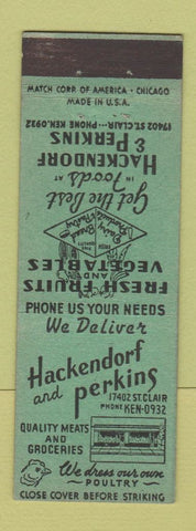 Matchbook Cover - Hackendorf and Perkins Meats Grocery Cleveland OH