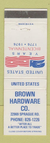 Matchbook Cover - Brown Hardware 1976 WEAR