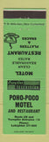Matchbook Cover - Poho Poco Motel Lehighton PA WEAR