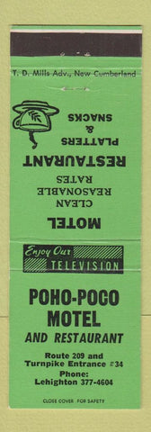 Matchbook Cover - Poho Poco Motel Lehighton PA WEAR