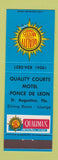 Matchbook Cover - Quality Courts Motel Ponce De Leon St Augustine FL