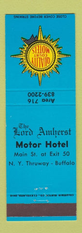 Matchbook Cover - Lord Amherst Motor Hotel Buffalo? NY Quality Motels