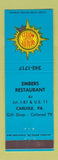 Matchbook Cover - Embers Restaurant Quality Court Motel Carlisle PA