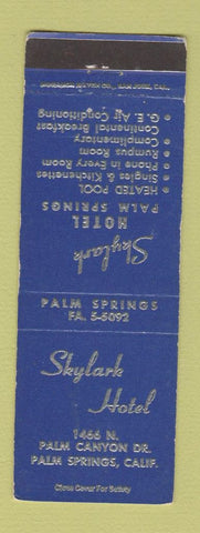 Matchbook Cover - Skylark Hotel Palm Springs CA WEAR
