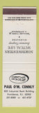 Matchbook Cover - Paul OM Connly Insurance Providence RI