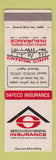 Matchbook Cover - Safeco Lifeco Insurance Seattle WA