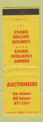 Matchbook Cover - Auctioneers Jim Seimer Bill WEAR