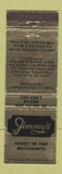 Matchbook Cover - Jimmy's Restaurants Chula Vista CA WEAR