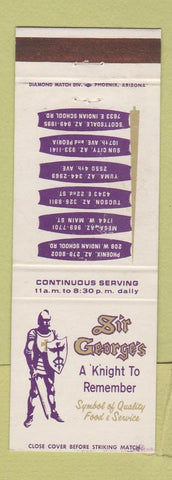 Matchbook Cover - Sir George's Phoenix Mesa Tucson Yuma Sun City AZ