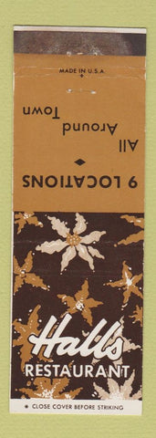Matchbook Cover - Halls Restaurant WEAR
