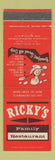 Matchbook Cover - Ricky's Restaurant San Diego CA