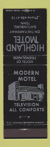 Matchbook Cover - Highland Motel Gatlinburg TN