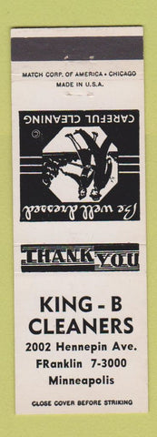 Matchbook Cover - King B Cleaners Minneapolis MN WHITE