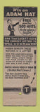 Matchbook Cover - Adam Hats WEAR