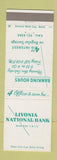 Matchbook Cover - Livonia National Bank MI