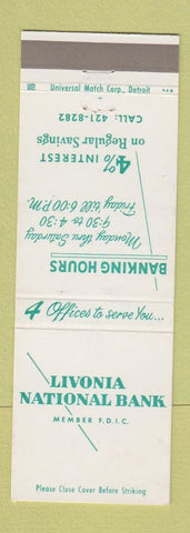 Matchbook Cover - Livonia National Bank MI