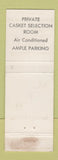 Matchbook Cover - Thomas Malecki Funeral Home Vernon NY  CREASED