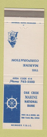 Matchbook Cover - Oak Creek Marine National Bank WI