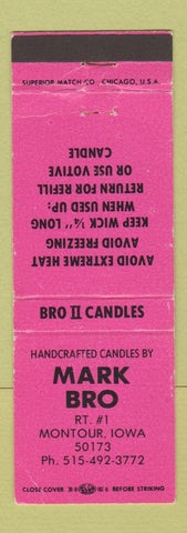 Matchbook Cover - Mark Bro Montour IA Candles WEAR