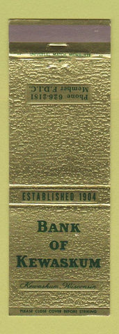 Matchbook Cover - Bank of Kewaskum WI