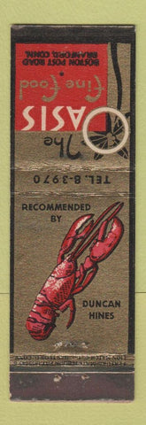 Matchbook Cover - Oasis Restaurant Branford CT feature lobster WEAR