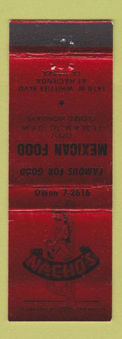 Matchbook Cover - Nacho's Mexican Food La Habra CA