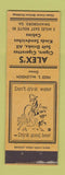 Matchbook Cover - Alex's Cabins sandwiches Swainsboro GA YELLOW WEAR