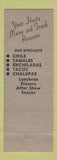 Matchbook Cover - Chile Bowl Louisville KY Mexican