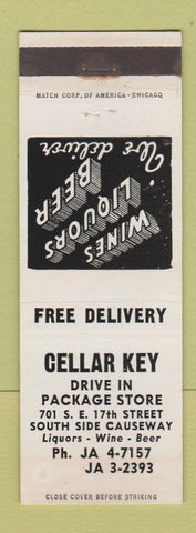 Matchbook Cover - Cellar Key Liquor Store Fort Lauderdale FL