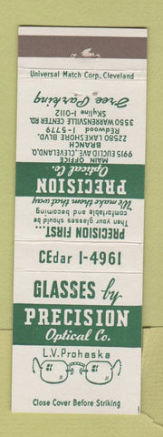 Matchbook Cover - Precision Optical Cleveland OH
