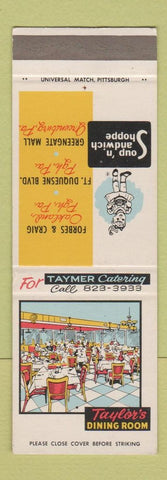Matchbook Cover - Taylor's Dining Room Pittsburgh PA Greensburg East Mckeesport